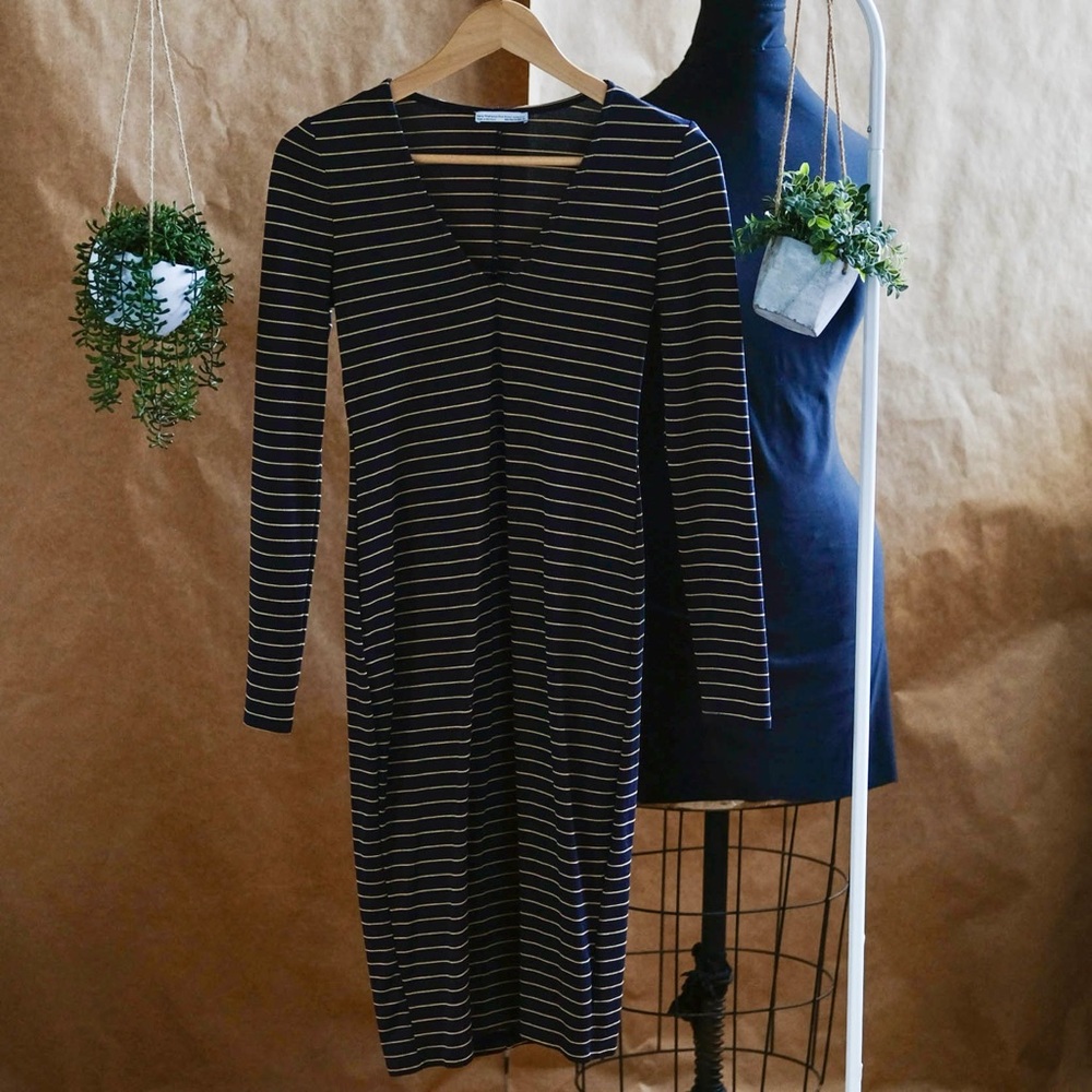 ✨ZARA Trafaluc Striped Bodycon Midi Dress – Size M